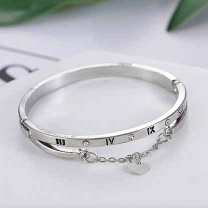 Roman Numerical Silver Bracelet