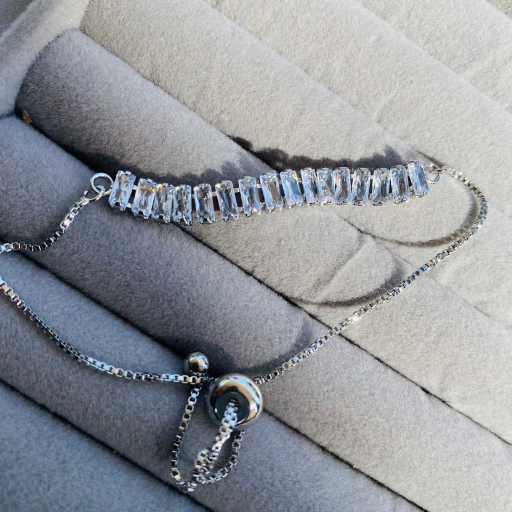SIlver Tennis Adjustable Bracelet