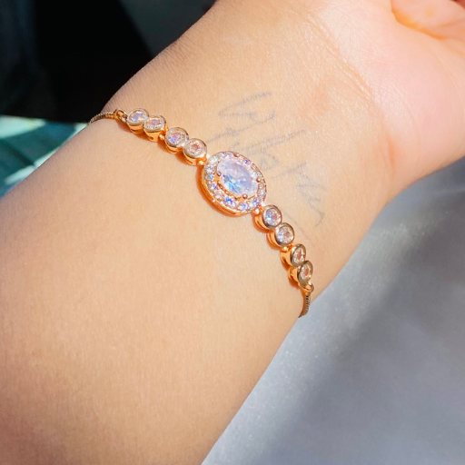 Golden Oval AD studded Bracelet
