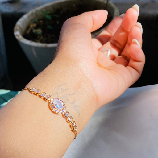 Golden Oval AD studded Bracelet