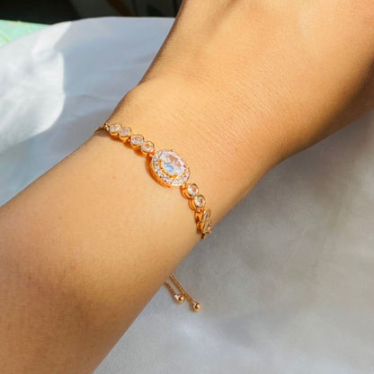 Golden Oval AD studded Bracelet