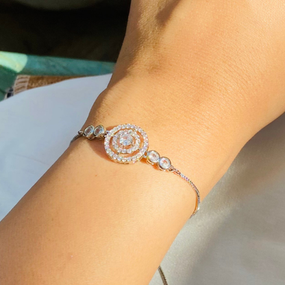 Silver Round AD Adjustable Bracelet