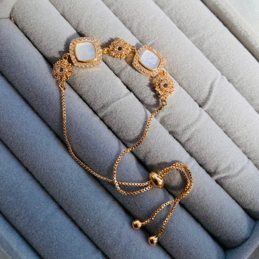 Gold AD Rectangle Adjustable Bracelet
