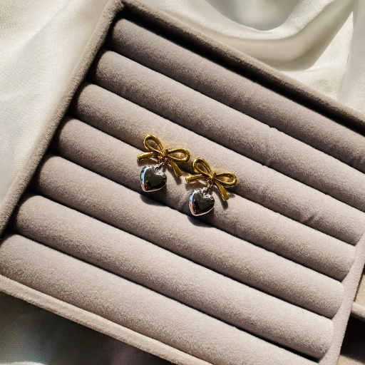Heart Bow Statement Earrings