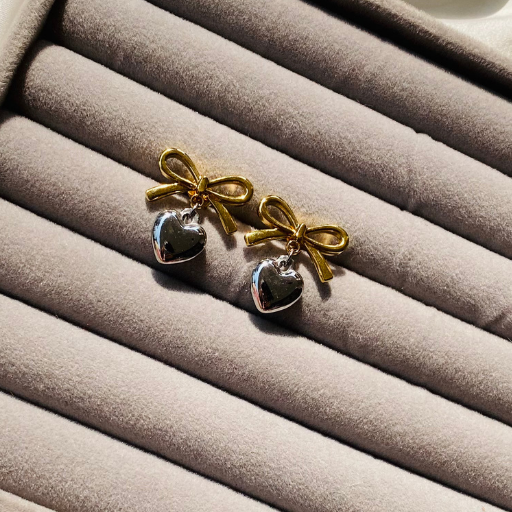 Heart Bow Statement Earrings