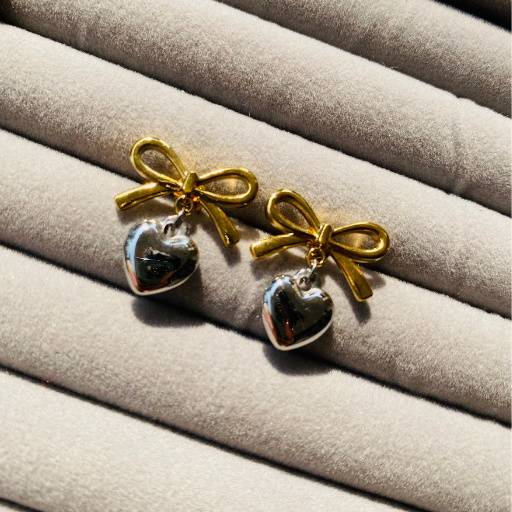 Heart Bow Statement Earrings