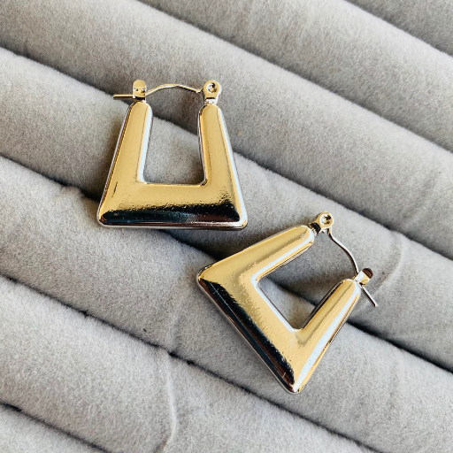 Silver Bag Shaped Hoops