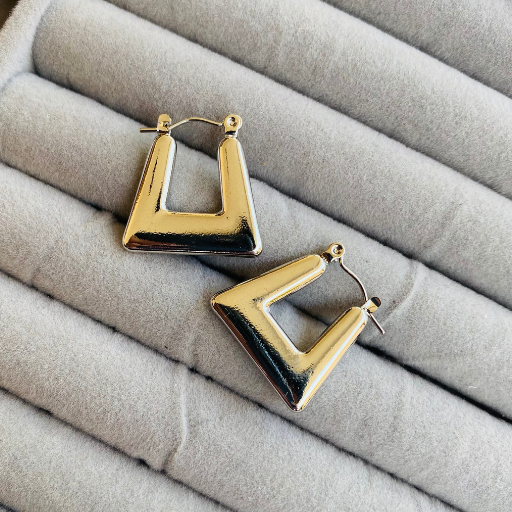 Silver Bag Shaped Hoops