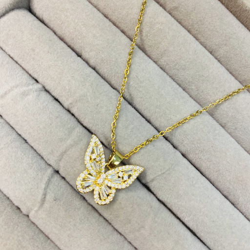 Golden AD Studded Butterfly