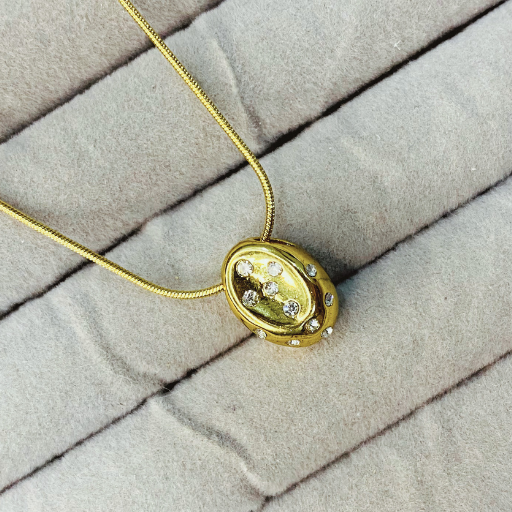 Unique Oval Droplet AD Studded Pendant