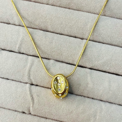 Unique Oval Droplet AD Studded Pendant