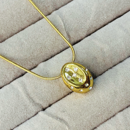 Unique Oval Droplet AD Studded Pendant