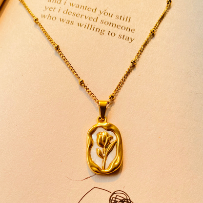Golden Rose Engraved Pendant