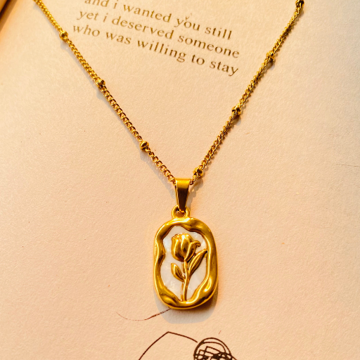 Golden Rose Engraved Pendant