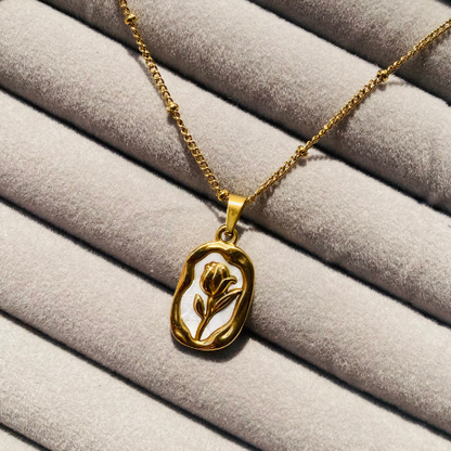 Golden Rose Engraved Pendant