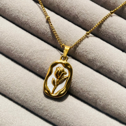 Golden Rose Engraved Pendant