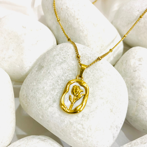 Golden Rose Engraved Pendant