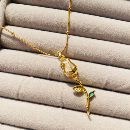 Golden Dangling Rose Pendant