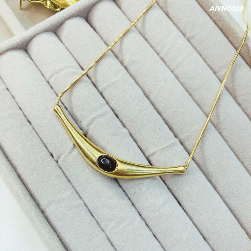 Statement Pendant with Black stone