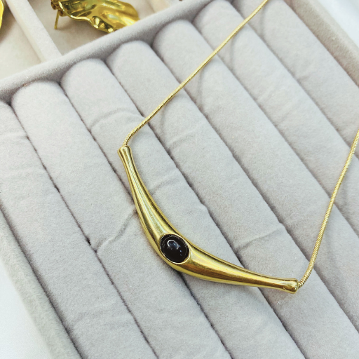Statement Pendant with Black stone