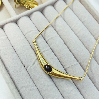 Statement Pendant with Black stone