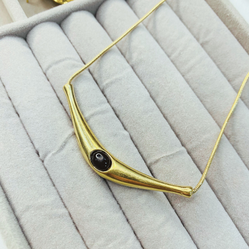 Statement Pendant with Black stone