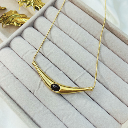 Statement Pendant with Black stone