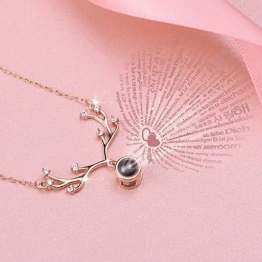 White AD studded Heart with Snake Chain