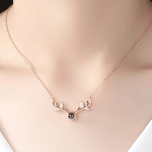 White AD studded Heart with Snake Chain