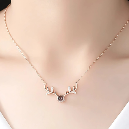 White AD studded Heart with Snake Chain