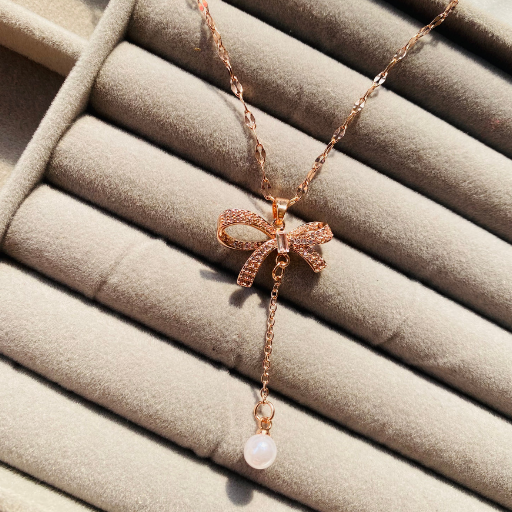 Pink Heart Stone Pendant with Wings