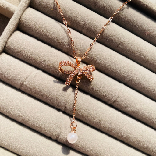 Pink Heart Stone Pendant with Wings