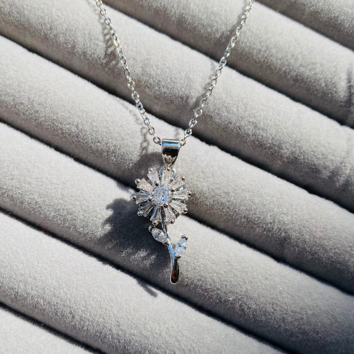 Silver Dandelion Spinning Pendant