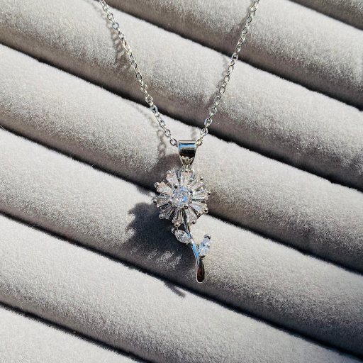Silver Dandelion Spinning Pendant
