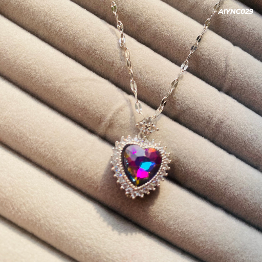 Silver Pendant with Holographic Heart Design