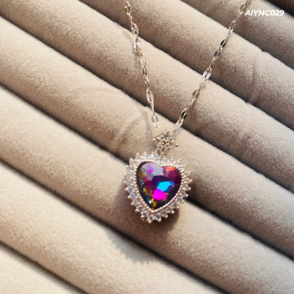 Silver Pendant with Holographic Heart Design