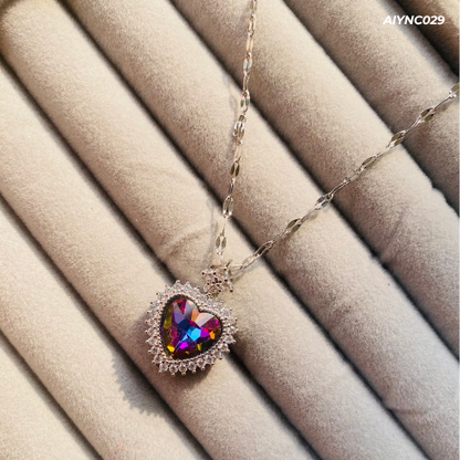 Silver Pendant with Holographic Heart Design
