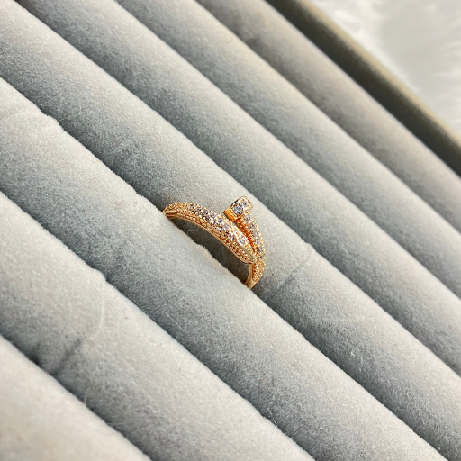 Rose Gold Nail AD studded Ring