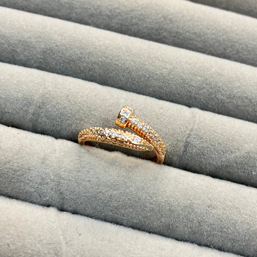 Rose Gold Nail AD studded Ring