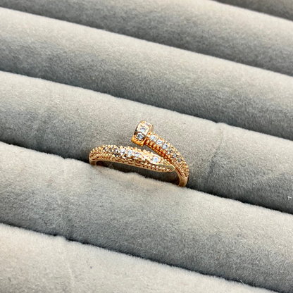 Rose Gold Nail AD studded Ring