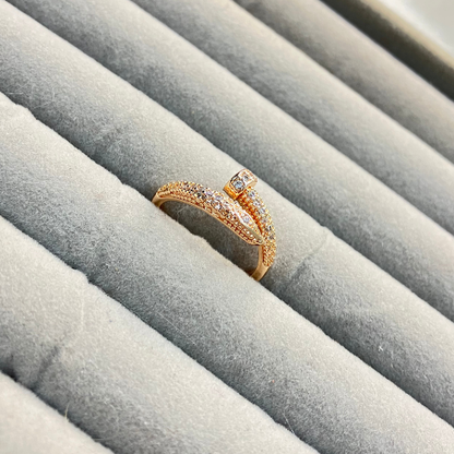 Rose Gold Nail AD studded Ring