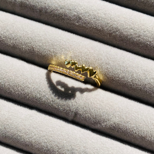 Tiny Heart & AD studded Ring