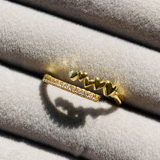 Tiny Heart & AD studded Ring
