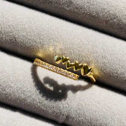Tiny Heart & AD studded Ring