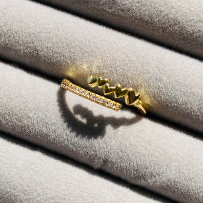 Tiny Heart & AD studded Ring
