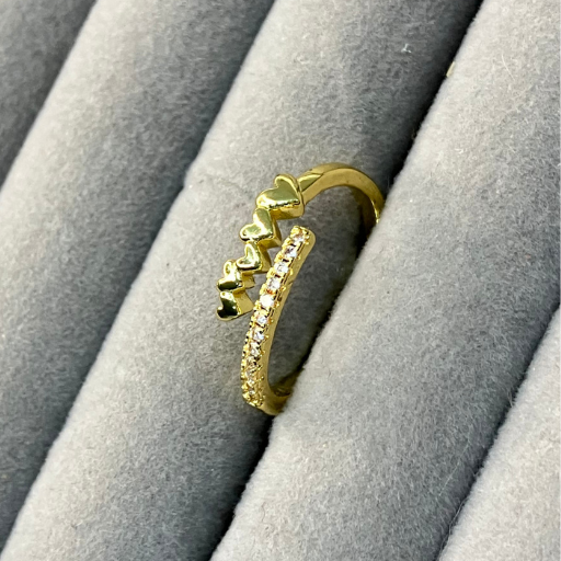 Tiny Heart & AD studded Ring