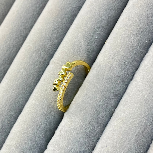 Tiny Heart & AD studded Ring