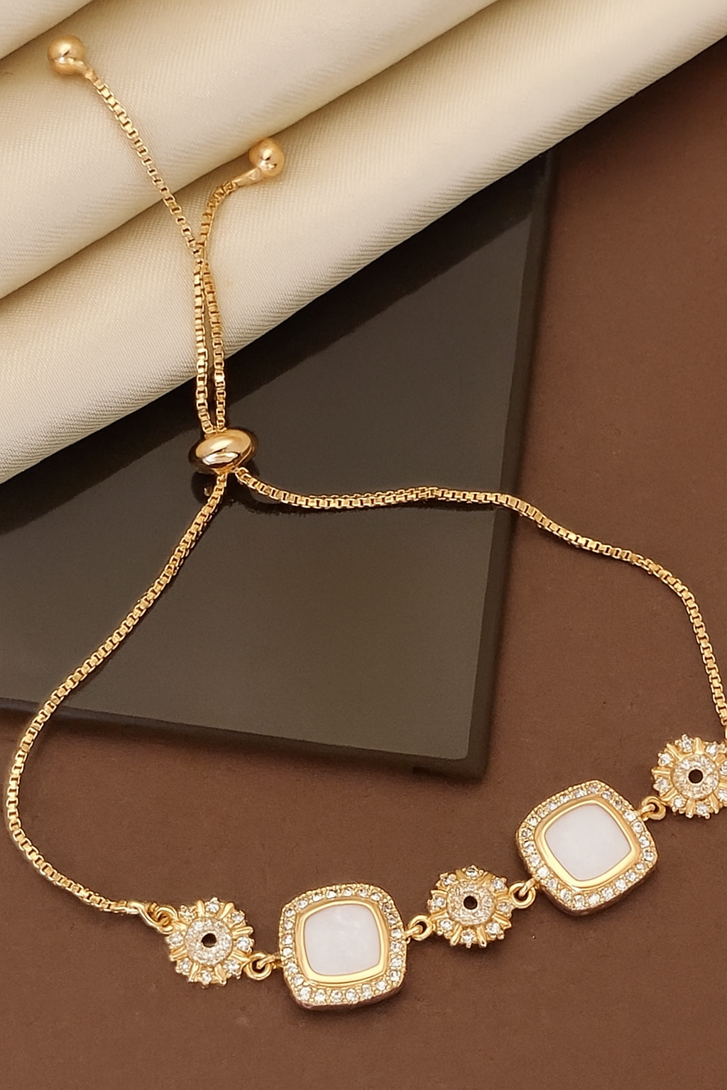 Gold AD Rectangle Adjustable Bracelet