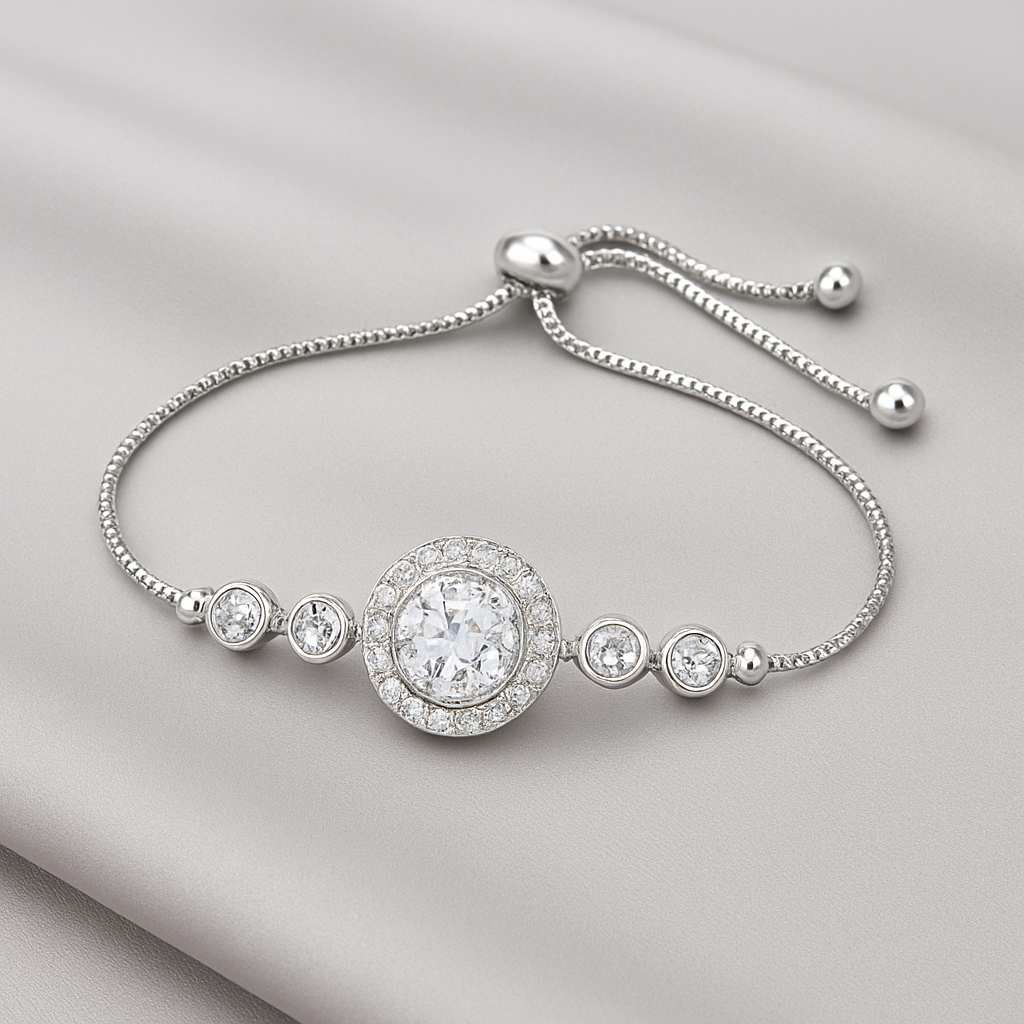 Silver Round AD Adjustable Bracelet