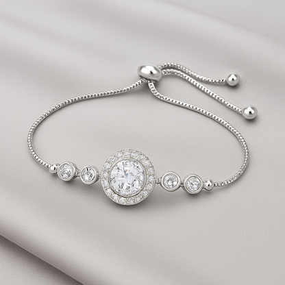 Silver Round AD Adjustable Bracelet